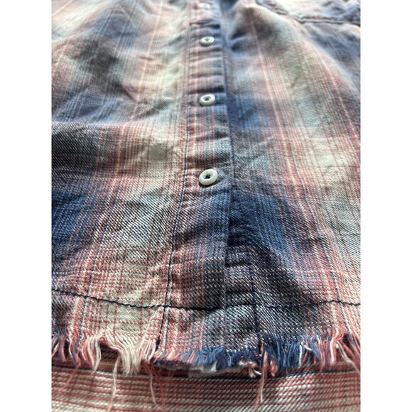 Free‎ People Womens XS Plaid Distressed Stud Longsleeve Button Down Top - Picture 12 of 14